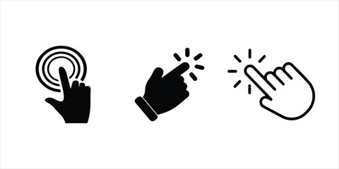 finger touch icon set hand drawn illustration on white background. finger touch sign silhouette vector.