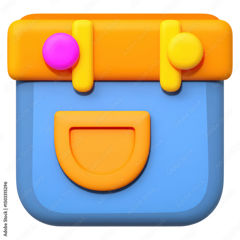 Poster colorful and playful icon representing a happy face in a container, isolated on transparent backgrou