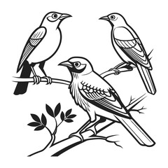 Vector Illustration of a Bird on a Branch