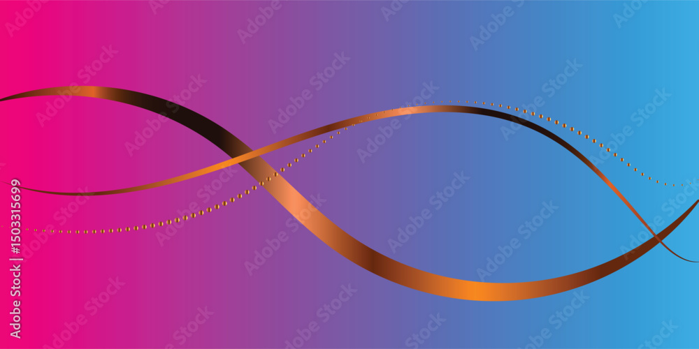 Poster abstract design with gold accented wavy lines on a vibrant gradient background. this dynamic abstrac