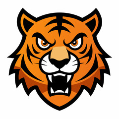tiger angry face, head animals vector icon on white background