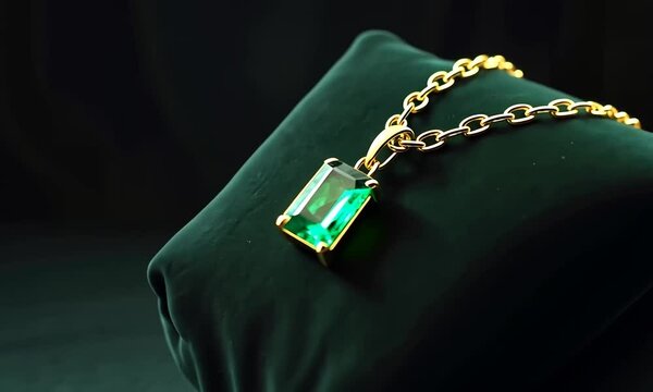Emerald Green Pendant Necklace on Velvet