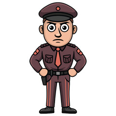 Chubby Security Guard Cartoon Vector Comedic Mascot Art