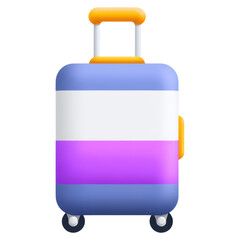 Obraz premium Colorful Travel Suitcase with Wheels and Retractable Handle for Vacation, isolated on transparent background.