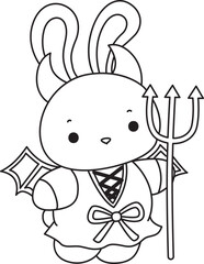 Lineart of Illustration of cute bunny icon.
Outline of Funny rabbit in daily activities elements.