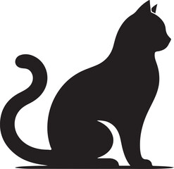 Minimalist Sitting Black Cat Silhouette Vector