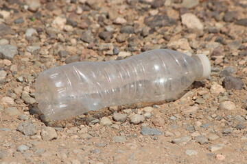 A plastic bottle lying on the ground, Plastic pollution, Plastic environmental impact