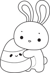 Outline of Illustration of cute bunny icon.
Lineart of Funny rabbit in daily activities elements.