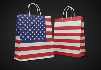 Fototapeta premium USA Flag Patterned Paper Bags