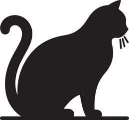 Minimalist Sitting Black Cat Silhouette Vector