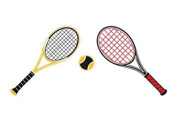 Long Tennis Racket with Ball silhouette vector illustration