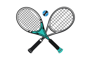 Long Tennis Racket with Ball silhouette vector illustration
