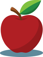 A Close-Up of a Vibrant Red Apple Freshly Picked Representing Healthy Food and Nutrition with a Leaf on a White Background