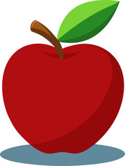A Close-Up of a Vibrant Red Apple Freshly Picked Representing Healthy Food and Nutrition with a Leaf on a White Background