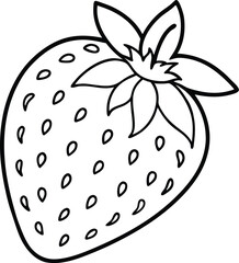 Simple Outlined Strawberry Illustration for Coloring Pages and Other Creative Design Projects and Vector Graphic Design Solutions