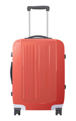 vibrant orange red ribbed travel suitcase