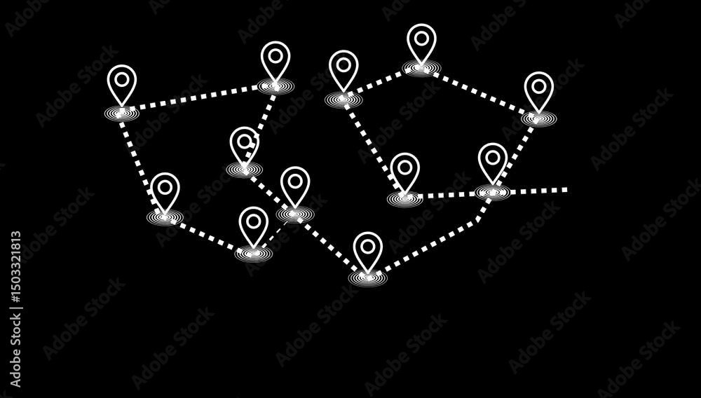 Poster location pointers sign, pin icon, navigation map search concept, map distance sign animated. tourism
