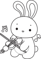 Outline of Illustration of cute bunny icon.
Lineart of Funny rabbit in daily activities elements.