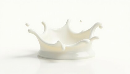 Isolated crown-shaped milk splash, creamy white , texture, splashing, drink