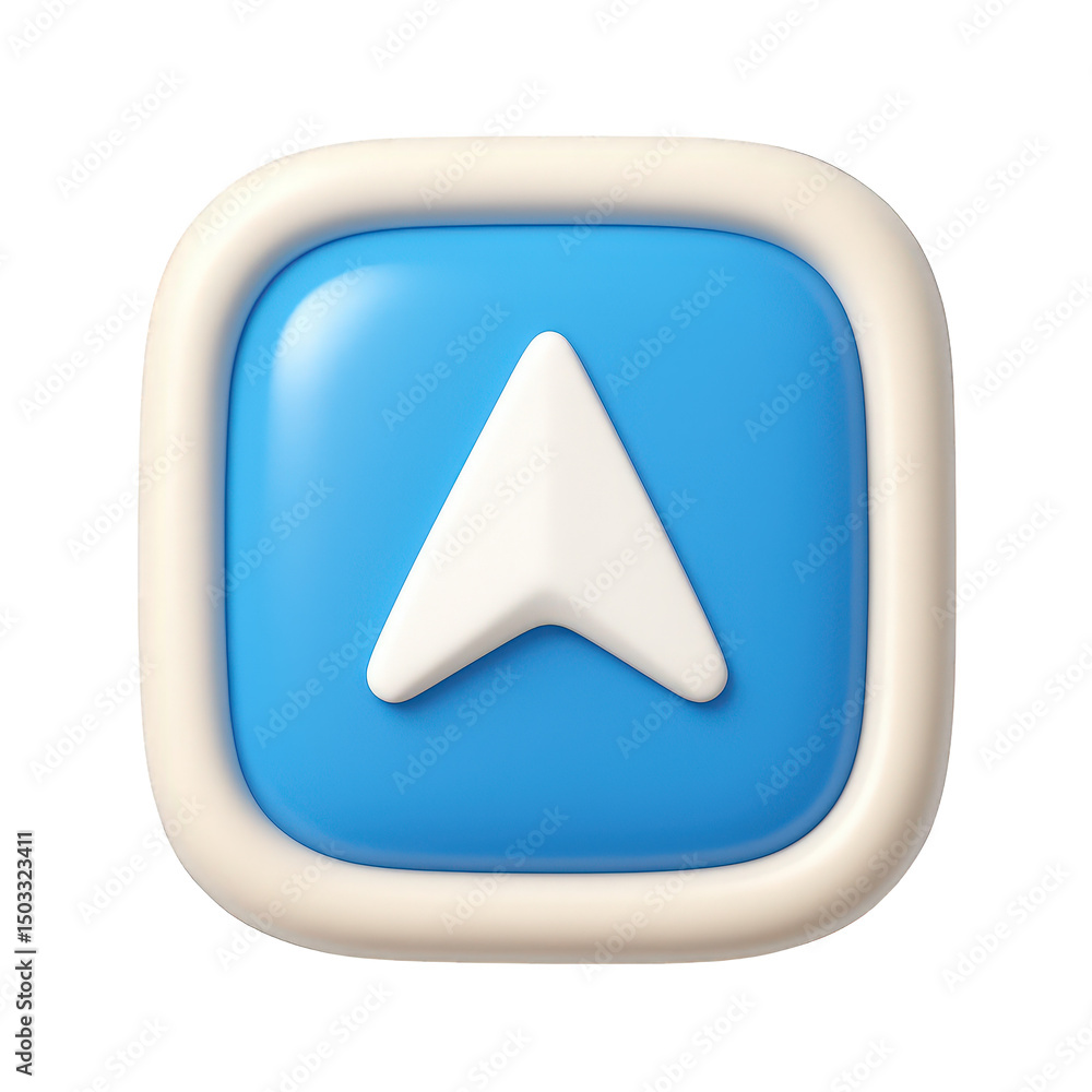 Poster 3d render of up arrow button icon