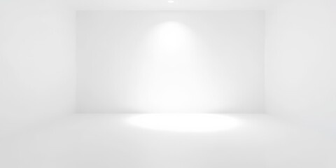 Fototapeta premium Clean white studio room with spotlight gradient, empty floor, copy space, backdrop, vector