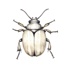 Detailed Illustration of a PaleColored Beetle in TopDown View