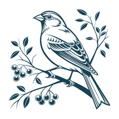 Vector Illustration of a Bird on a Branch