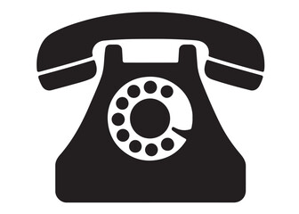 vector telephone logo silhouette, telephone logo icon silhouette, old fashioned telephone logo vector silhouette design, telephone silhouette vector illustration on white background.