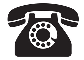 vector telephone logo silhouette, telephone logo icon silhouette, old fashioned telephone logo vector silhouette design, telephone silhouette vector illustration on white background.