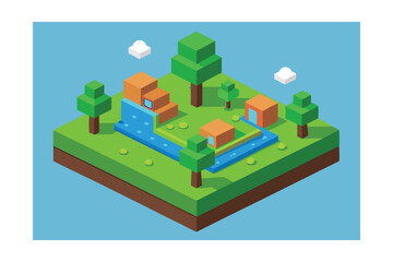 modular isometric park landscape