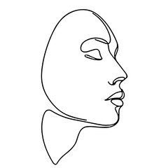 Continuous line drawing of a woman's profile in minimalist style  