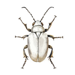 Detailed Watercolor Illustration of a Pale Grey Beetle