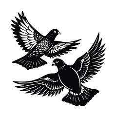 flying pigeon silhouette vector illustration