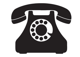 vector telephone logo silhouette, telephone logo icon silhouette, old fashioned telephone logo vector silhouette design, telephone silhouette vector illustration on white background.