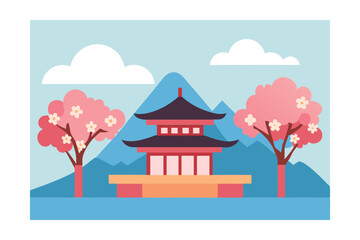 Naklejka premium vector illustration of a house in the forest