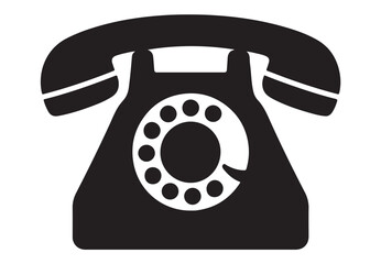 vector telephone logo silhouette, telephone logo icon silhouette, old fashioned telephone logo vector silhouette design, telephone silhouette vector illustration on white background.