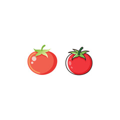 Red Tomato with Stem on White Background.