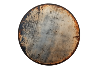 rusty metal plate button background isolated on white or transparent png