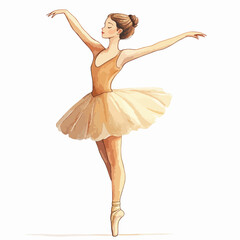Graceful Ballerina in Beige Tulle Tutu En Pointe (1)