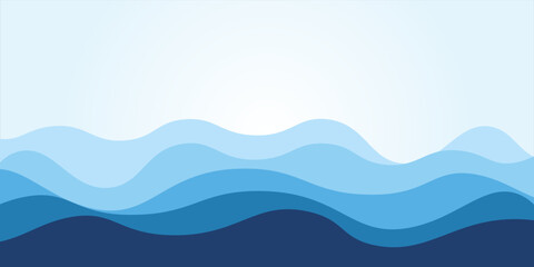 Blue water wave line deep sea pattern background banner vector