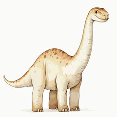 Smiling Brachiosaurus with Spotted Back and Long Neck in Cartoon Style