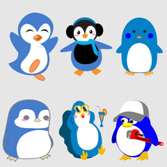 Colourful Cute Penguin Set
