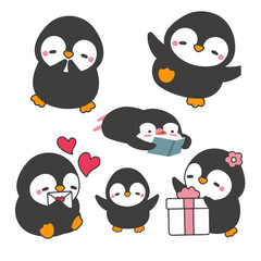 Naklejka premium Cute Penguin vector set 3