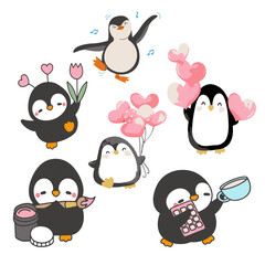 Cute Penguin vector set 5