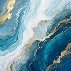 Abstract Blue Gold Marble Texture, Alcohol Ink Art, Fluid Art Alcohol Ink Painting, Gold Accents