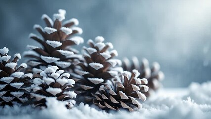 Pine cone festive decor adorned with snow - Powered by Adobe