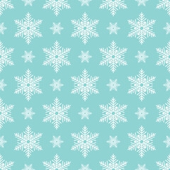 Snowflakes seamless pattern, hand drawn vector line illustration. Graphic outline doodle drawing. Christmas and New Year background for winter designs, gift wrapping, packaging, textile, wallpaper.