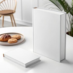 Blank White Book Mockup on Table, Book Cover Design, Mockup Book Cover, Mockup Design