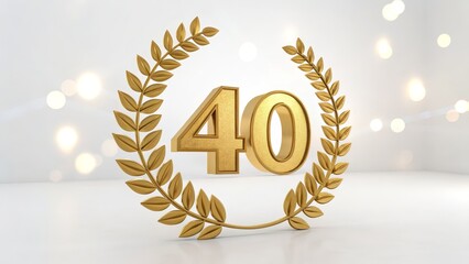 Golden 40th Anniversary Wreath, Celebration, Milestone Anniversary, 40 years