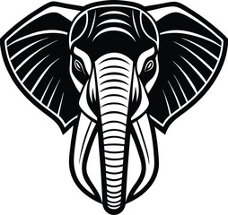 Baby elephant cartoon vector illustration with big trunk and tusk